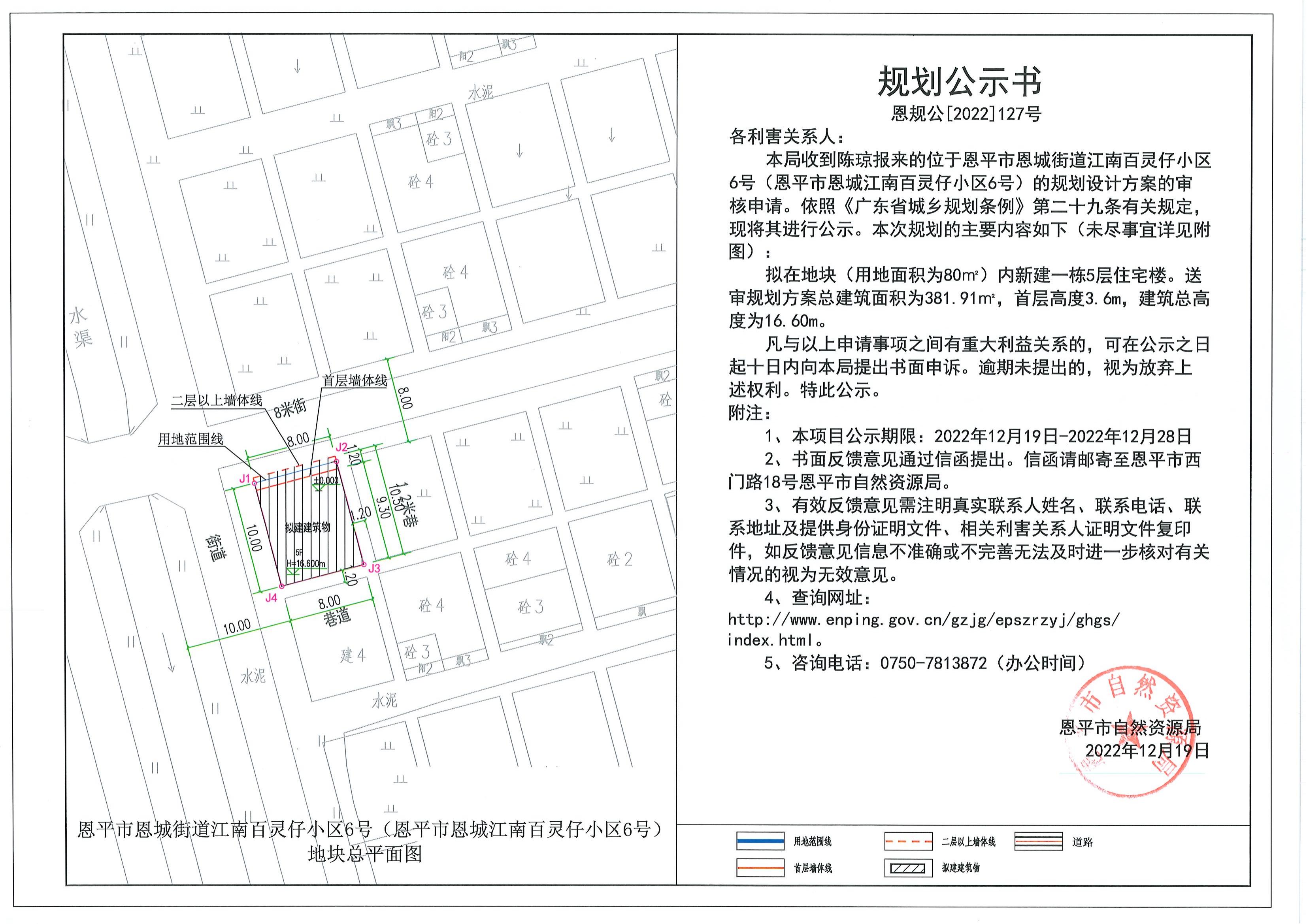 127.关于恩平市恩城街道江南百灵仔小区6号（恩平市恩城江南百灵仔小区6号）（陈琼）的规划公示书_00.jpg