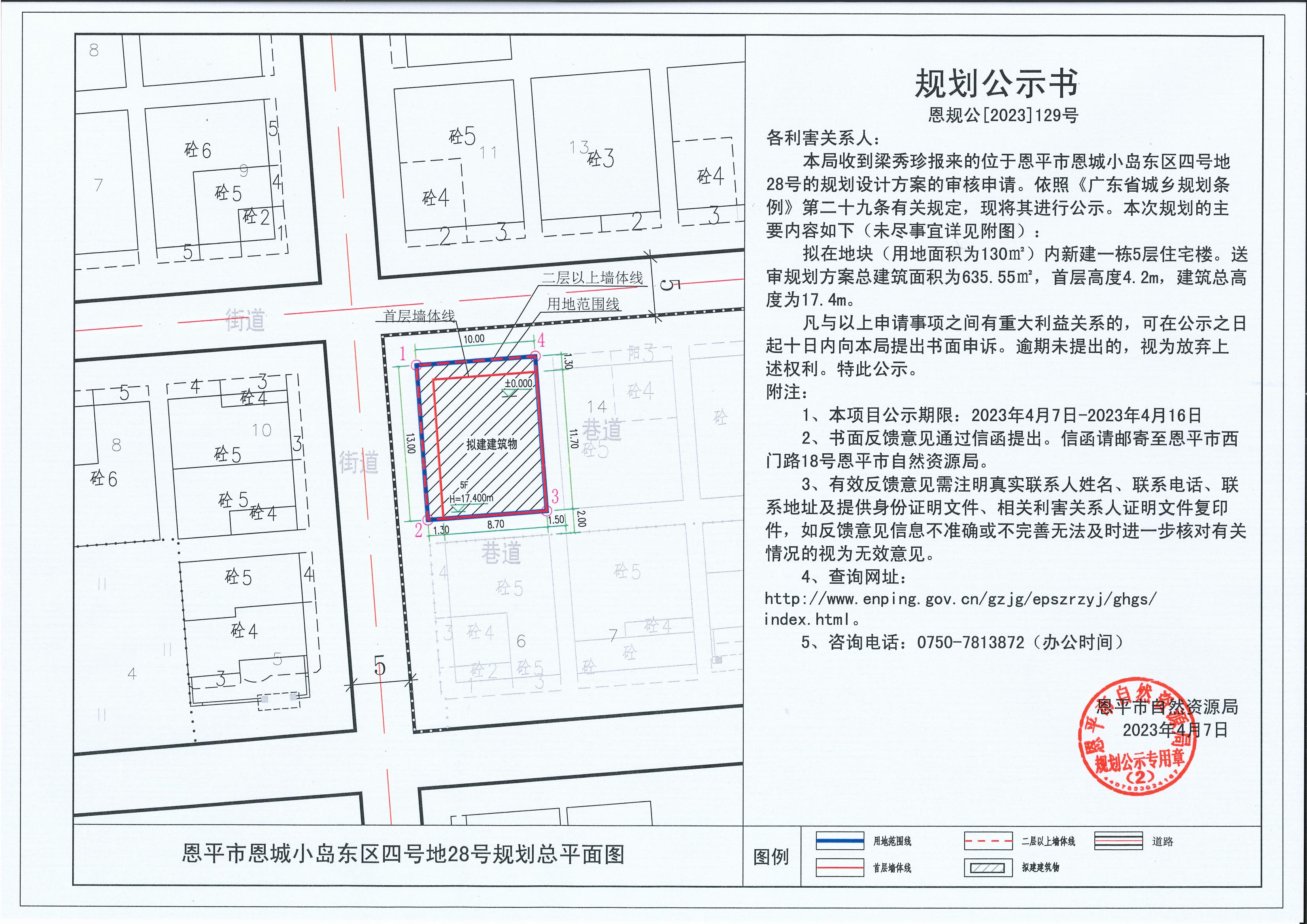 129.关于恩平市恩城小岛东区四号地28号（梁秀珍）的规划公示书_00.jpg
