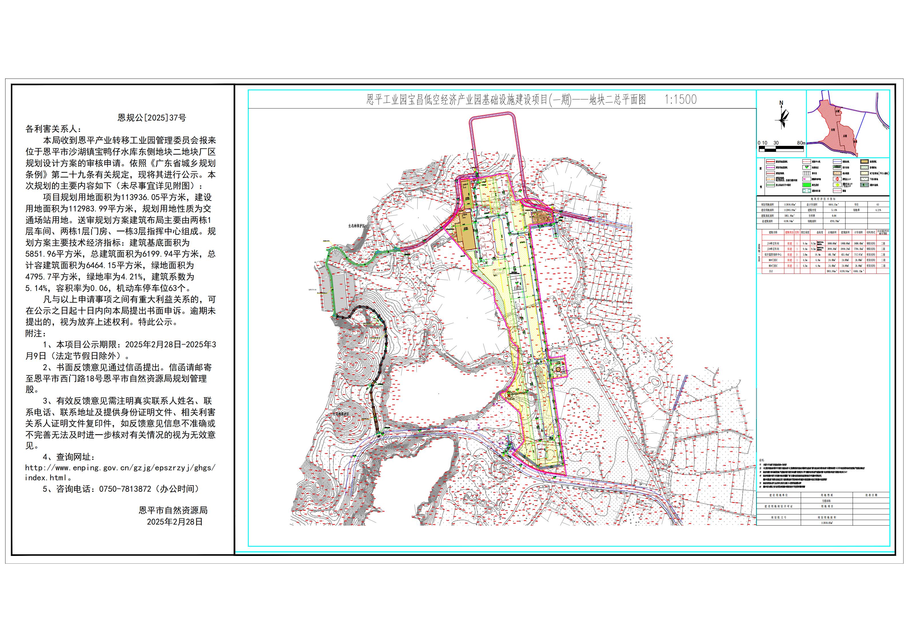 恩规公[2025]37号 规划公示书 关于恩平市沙湖镇宝鸭仔水库东侧地块二（恩平产业转移工业园管理委员会）的规划公示书.jpg