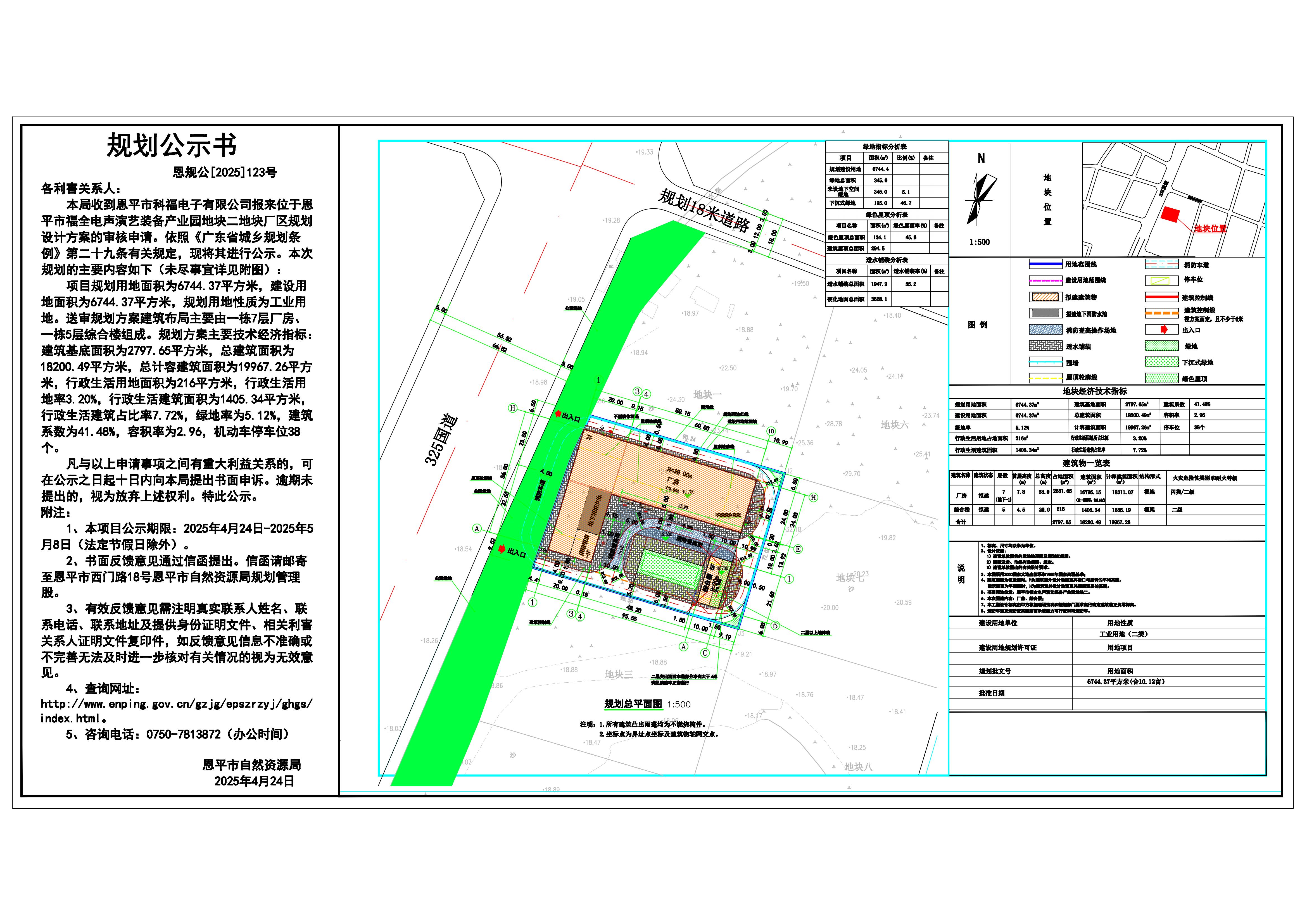恩规公[2025]123号 规划公示书 关于恩平市福全电声演艺装备产业园地块二(恩平市科福电子有限公司）的公示.jpg