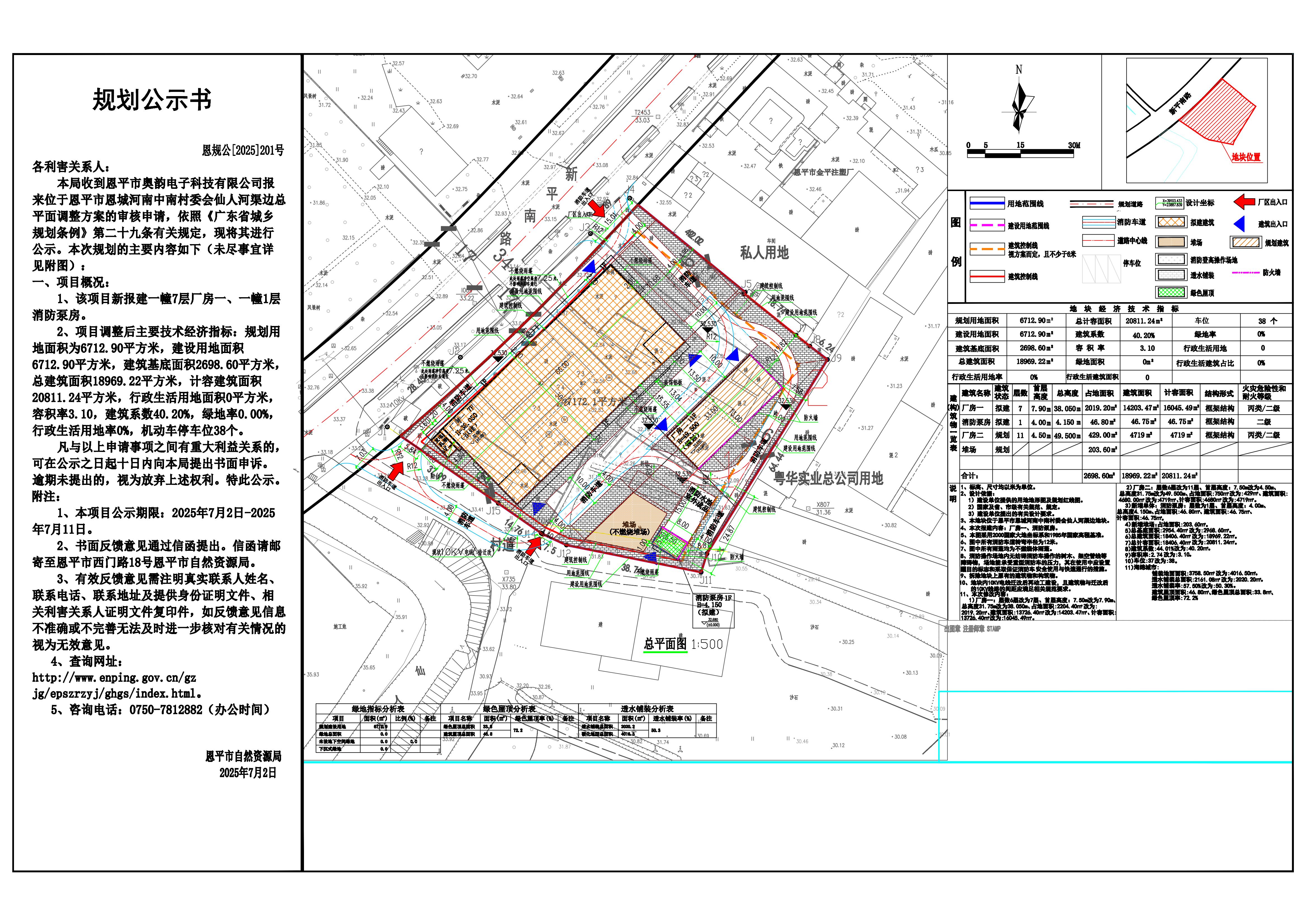 恩规公[2025]201号 关于恩平市恩城河南中南村委会仙人河渠边（恩平市奥韵电子科技有限公司）的规划公示书.jpg